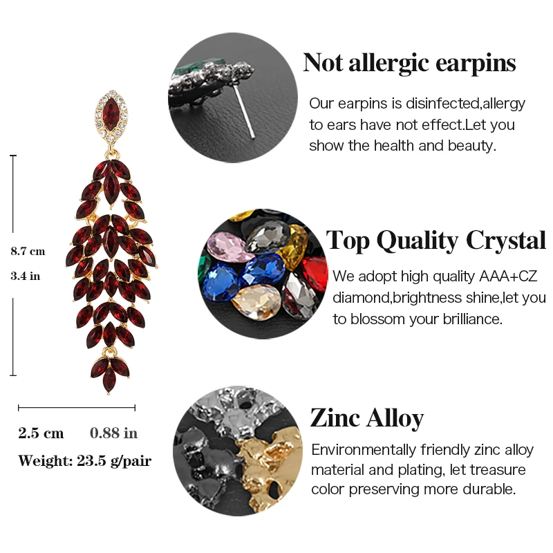 Серьги-подвески Женские винтажные с кристаллами | Украшения и аксессуары