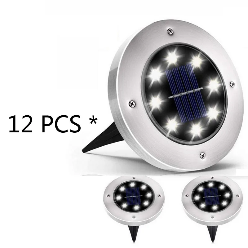 저렴한 12PCS 8 Led 야외 정원에 대 한 태양 빛 방수 태양 전원 된 램프 지상 램프 프리 드라이브 웨이 잔디 도로 장식