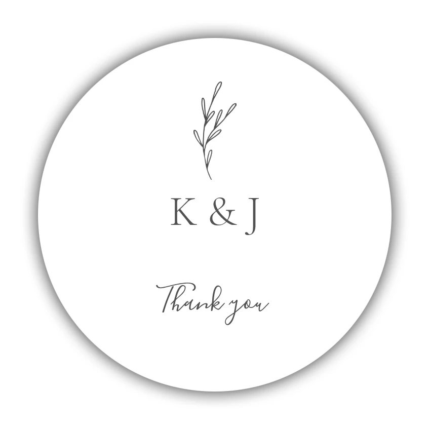 Personalized 1.5~3" Label Sticker, Elegant Minimalist Wedding Thank you Monogram Chic Classic Round Sticker