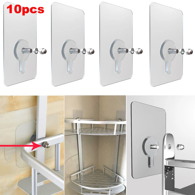

10pcs Double-Sided Adhesive Punch-Free Screw Sticker Wall Hooks Non-Marking Hook Traceless Picture Hanging Kitchen Bathroom Hook
