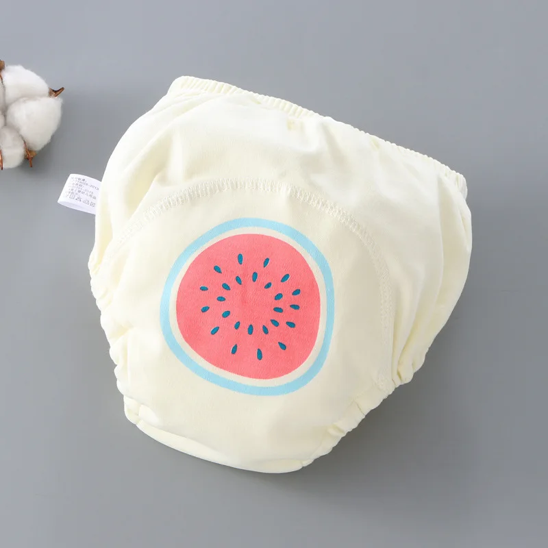 Pa&ntilde;ales reutilizables de algod&oacute;n para beb&eacute;, pa&ntilde;al de tela lavable con patr&oacute;n de frutas, pantalones de entrenamiento, bragas-1