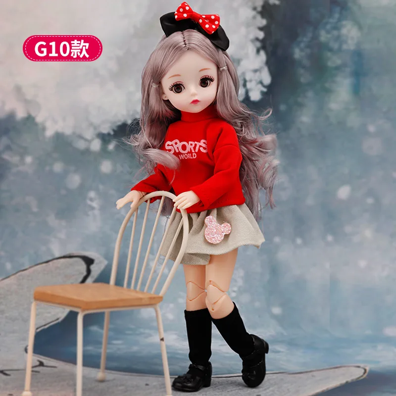 

High quality 12 Inch 23 Movable Joints bjd doll 1/6 30cm Make up Dress Up 4D Eyes Dolls with Fashion Clothes for Girls dolls