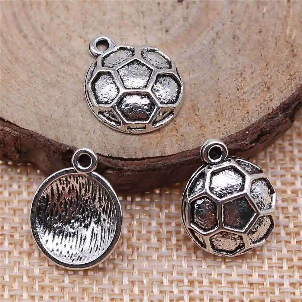 

Earring Charms For Jewelry Making 10pcs Football Soccer Charms 17x14mm Antique Silver Plated