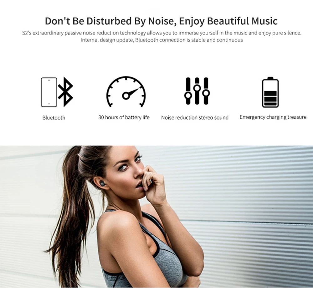 ANRY S2 4,2 True TWS беспроводные наушники, Bluetooth наушники, спортивные наушники, стерео гарнитура с зарядным устройством 1200 мАч, супер мощность