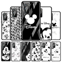 mickey black and white for huawei p40 p30 pro plus p20 p10 lite p smart z 2021 2020 2019 luxury tempered glass phone case