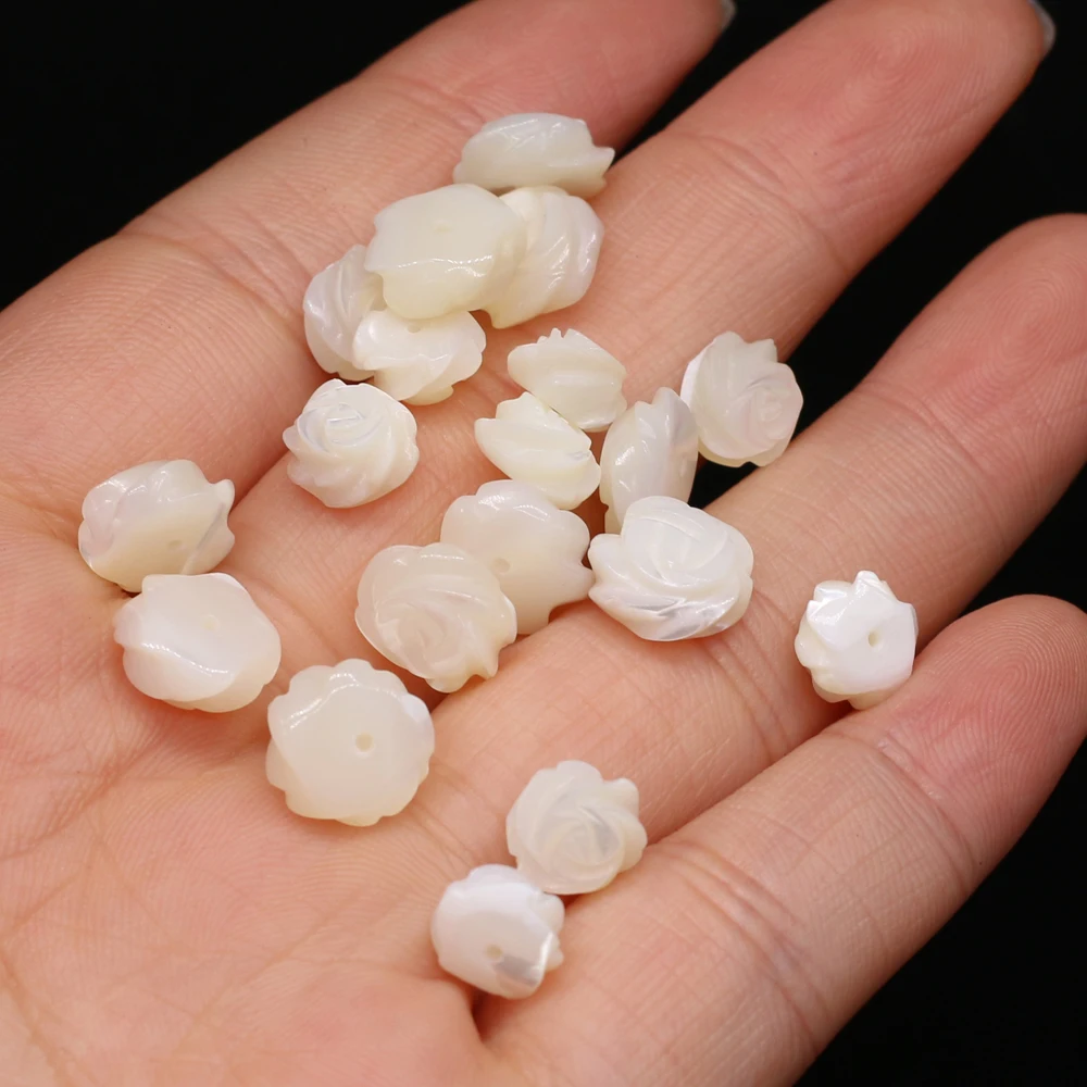 

5pcs Natural Freshwater White Flower Shape Shell Beads for Jewelry Making Bracelet Necklace Accessories Gift Size 8x8mm 10x10mm