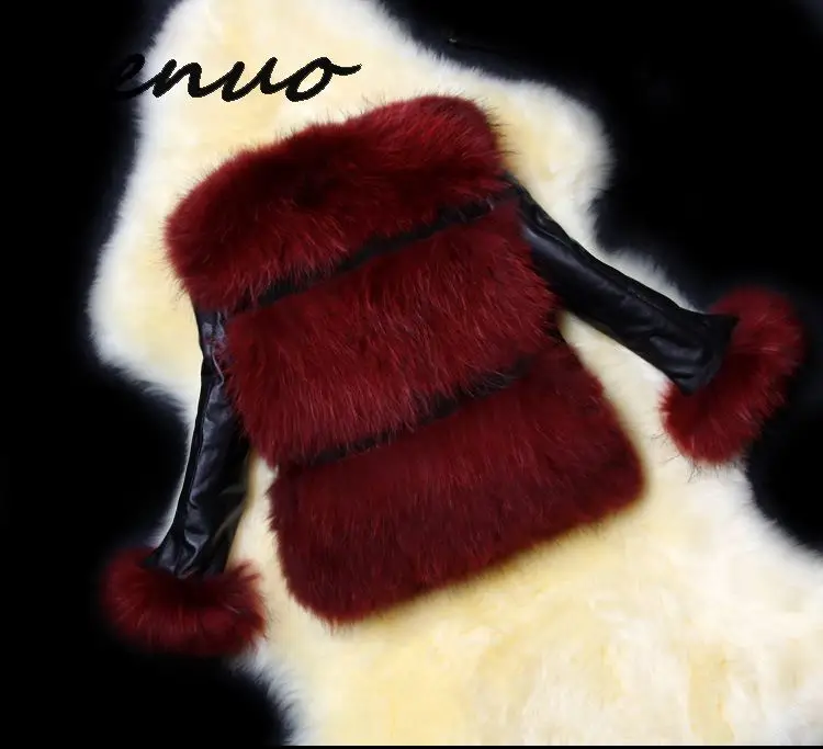 Натуральная зимняя женская куртка из искусственной кожи с искусственным мехом