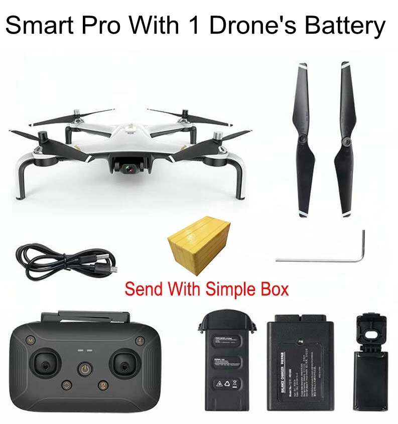 Smart Pro 1 Battery Дрон горячий FN бесщеточный мотор Smart Pro RC gps Дрон 2 км Расстояние полета оптический поток 1 км FPV 2-осевой карданный Fpv камера Вертолет - Цвет: Smart Pro 1 Battery
