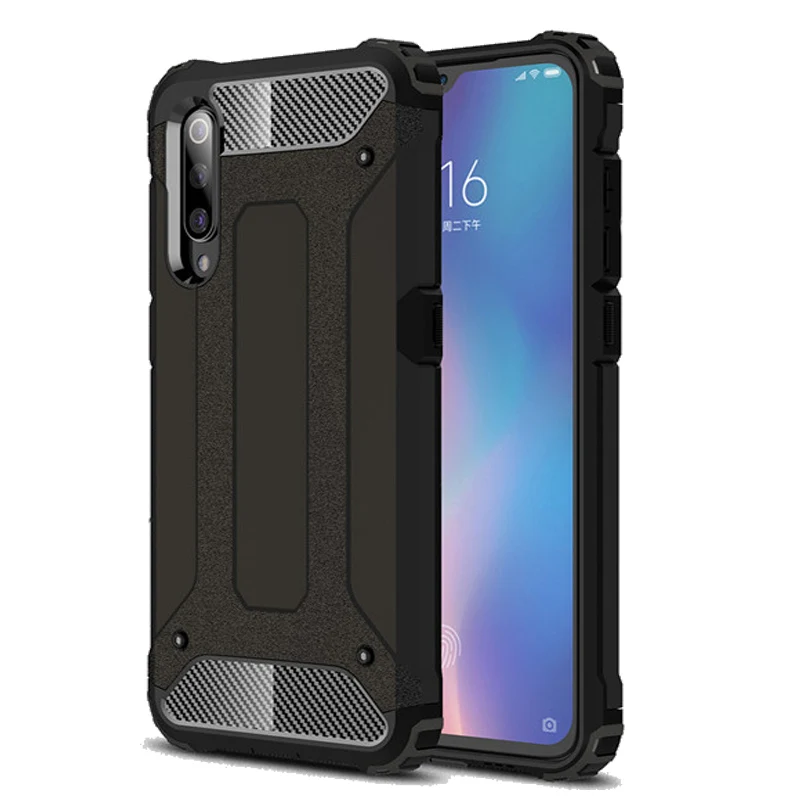 Black Armor Case Роскошный Силиконовый противоударный чехол на ксиоми-ми-9 чехол для телефона Xiaomi Mi 9 чехол Mi 9 SE Case, брони Резиновый защитный чехол на Xiomi Mi 9SE 9T Mi 9 бампер чехлы для сяоми ми 9т про ми 9 се чехол - Цвет: Black Armor Case