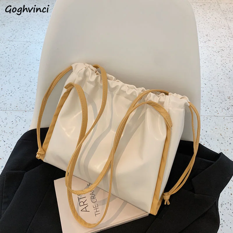 

Shoulder Bags Women PU Thread Elegant Daily Large Capacity String Fashion Stylish Designer Ulzzang Texture Handbags Female Solid