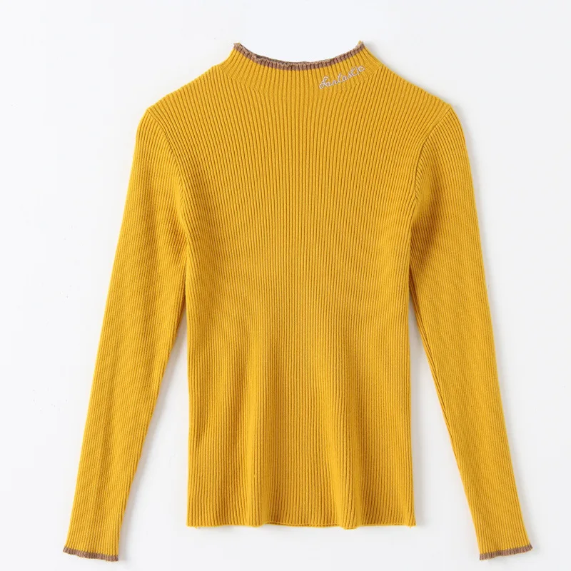 Простые пуловеры водолазка свитер для женщин тонкая трикотажная рубашка зимние