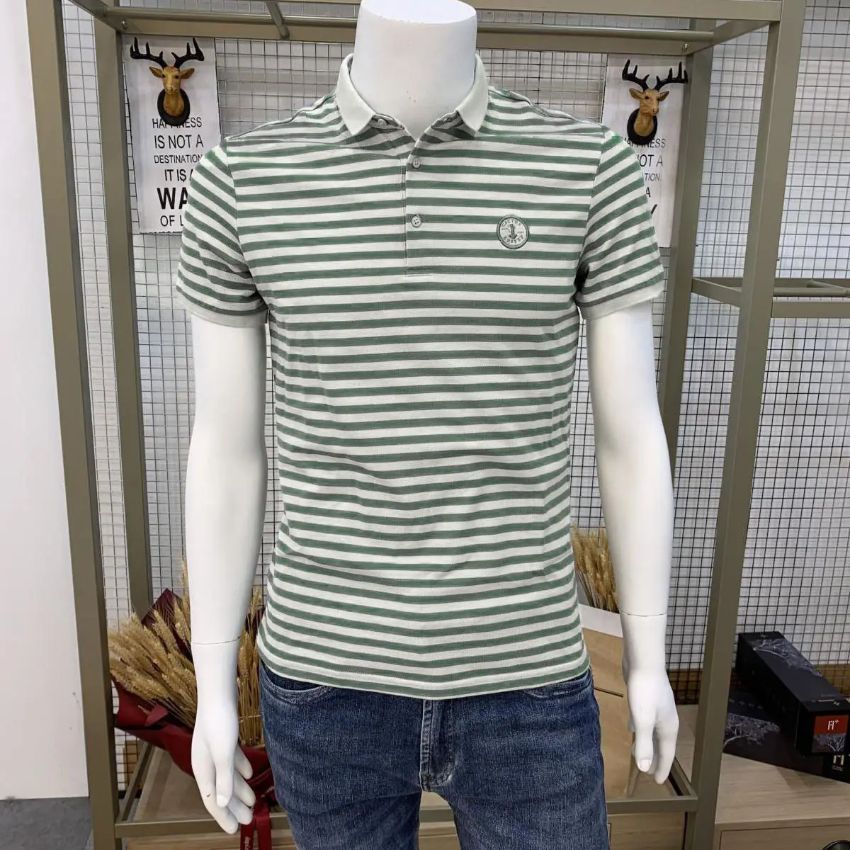

2021 Summer New Polo Shirt Men's Knitting Solid Color Short Sleeve T-shirt Stripe Youth Navy Shirt Half Sleeve Top