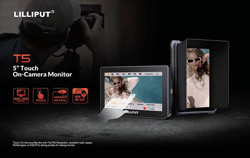 Lilliput T5 5 дюймов 16:9 LCD емкостный сенсорный монитор управления фотосъемкой