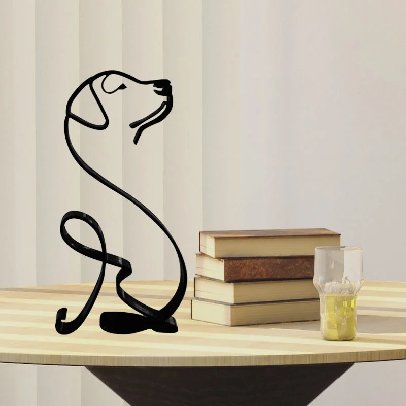 Домашняя искусственная скульптура минималистская кошка собака металлические