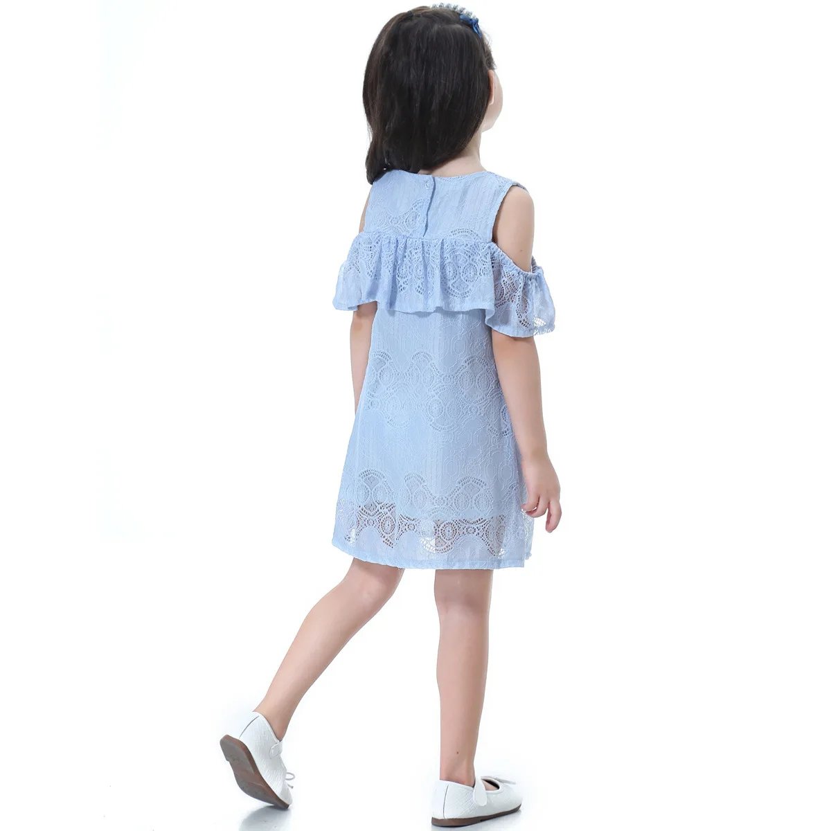 Платья для девочек летняя повседневная одежда кружевное платье с цветочным