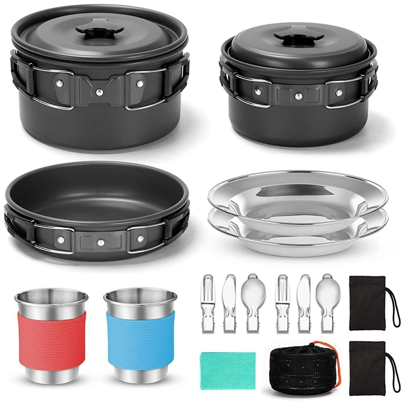 

Outdoor Cooking Utensils Camping Pot Set 1-2 People Portable Picnic Barbecue Pot Set Camping Cookware Kit