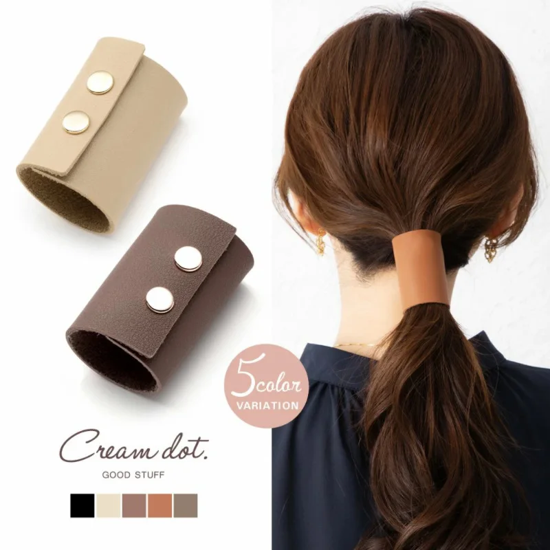 

Новинка 2021, черная резинка для волос из искусственной кожи, заколка для волос в форме конского хвоста, женские аксессуары для волос для деву...