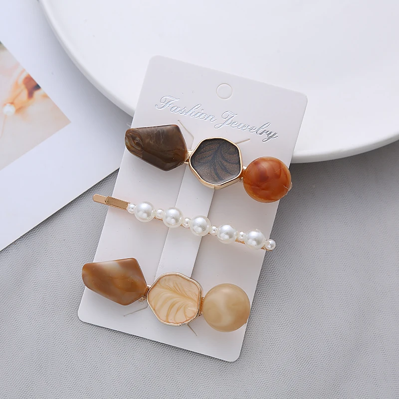 

3-piece set of Japanese ins style retro temperament hairpin color matching bangs side clip hairpin girl headdress set