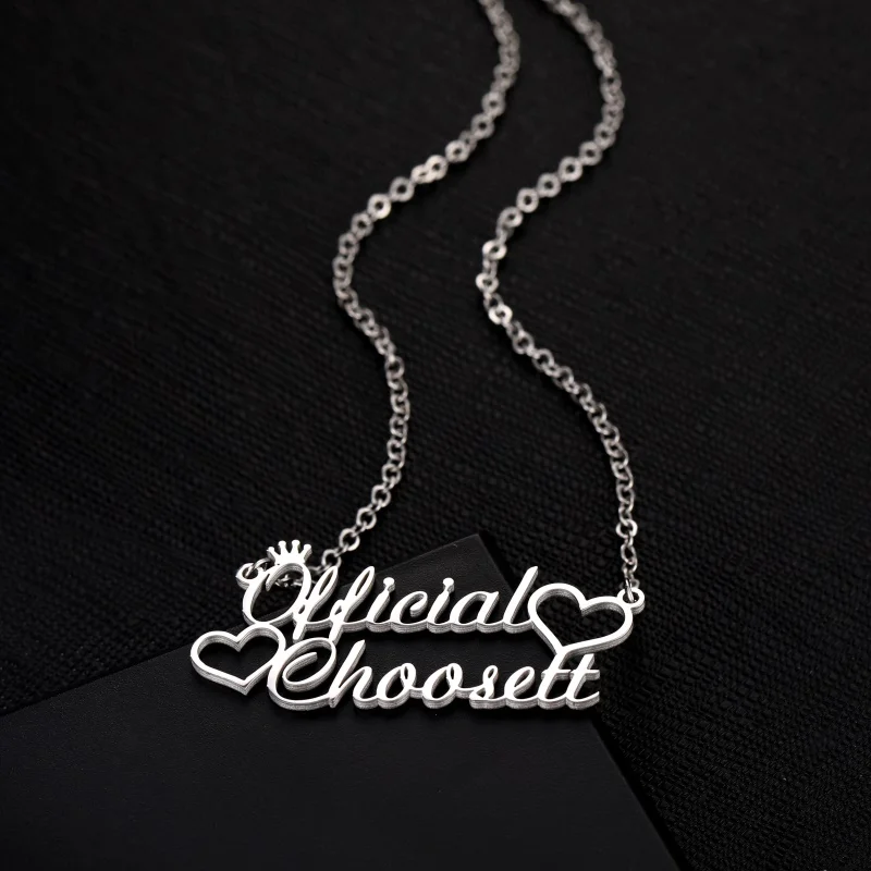 Ожерелье с именем на заказ ожерелья короны 2 сердцем для женщин и девушек