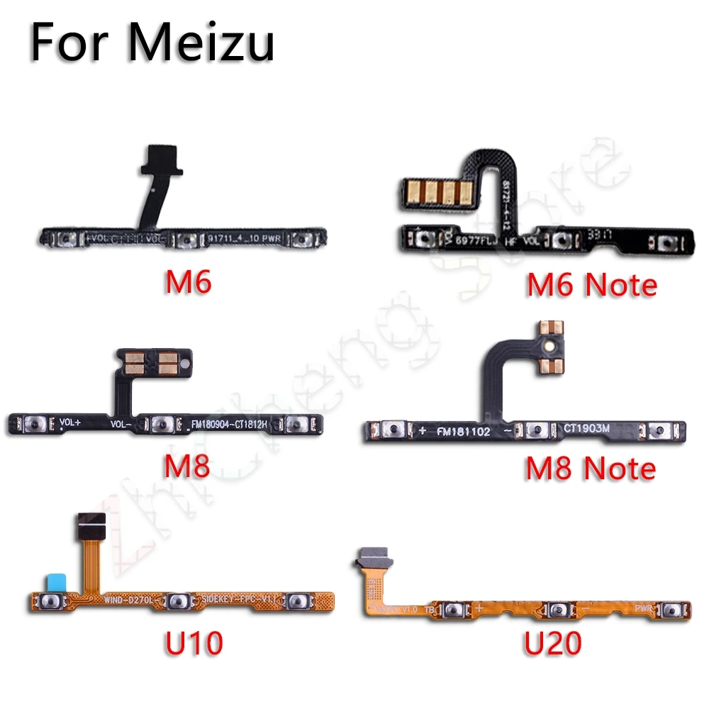 Кнопки питания/громкости гибкий кабель для Meizu M2 M3 M3s M5 M5s M6 M8 Note U10 U20 Plower Flex