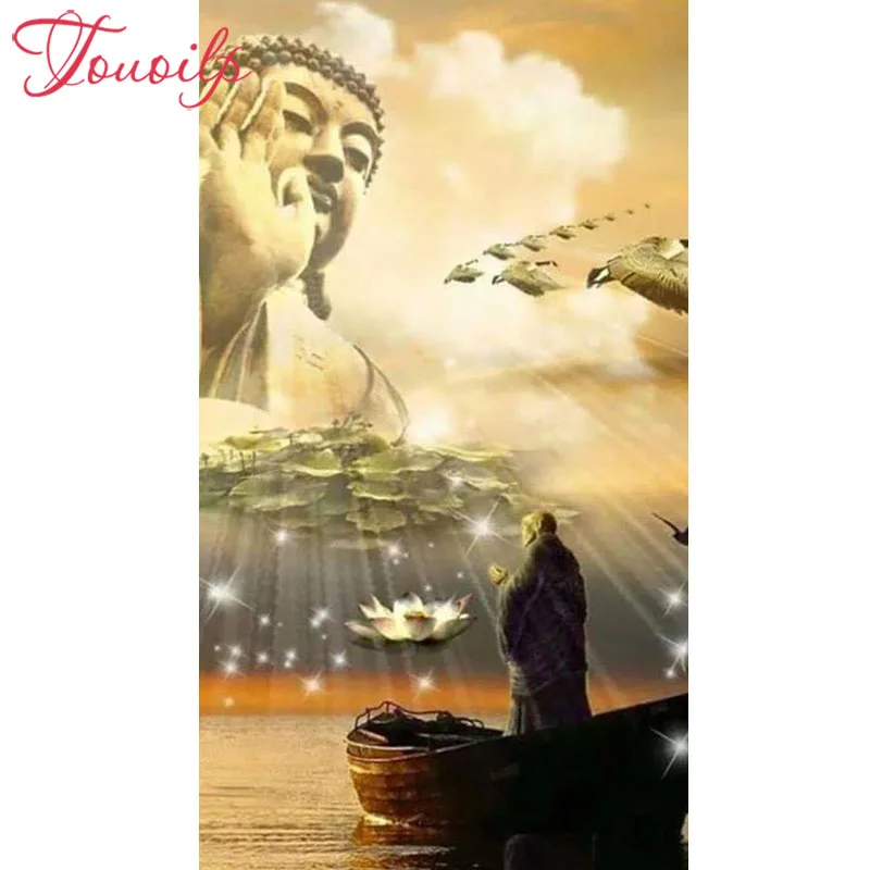 Алмазная 5D картина TOUOILP полноразмерная/круглая вышивка статуя Будды лотоса 3D