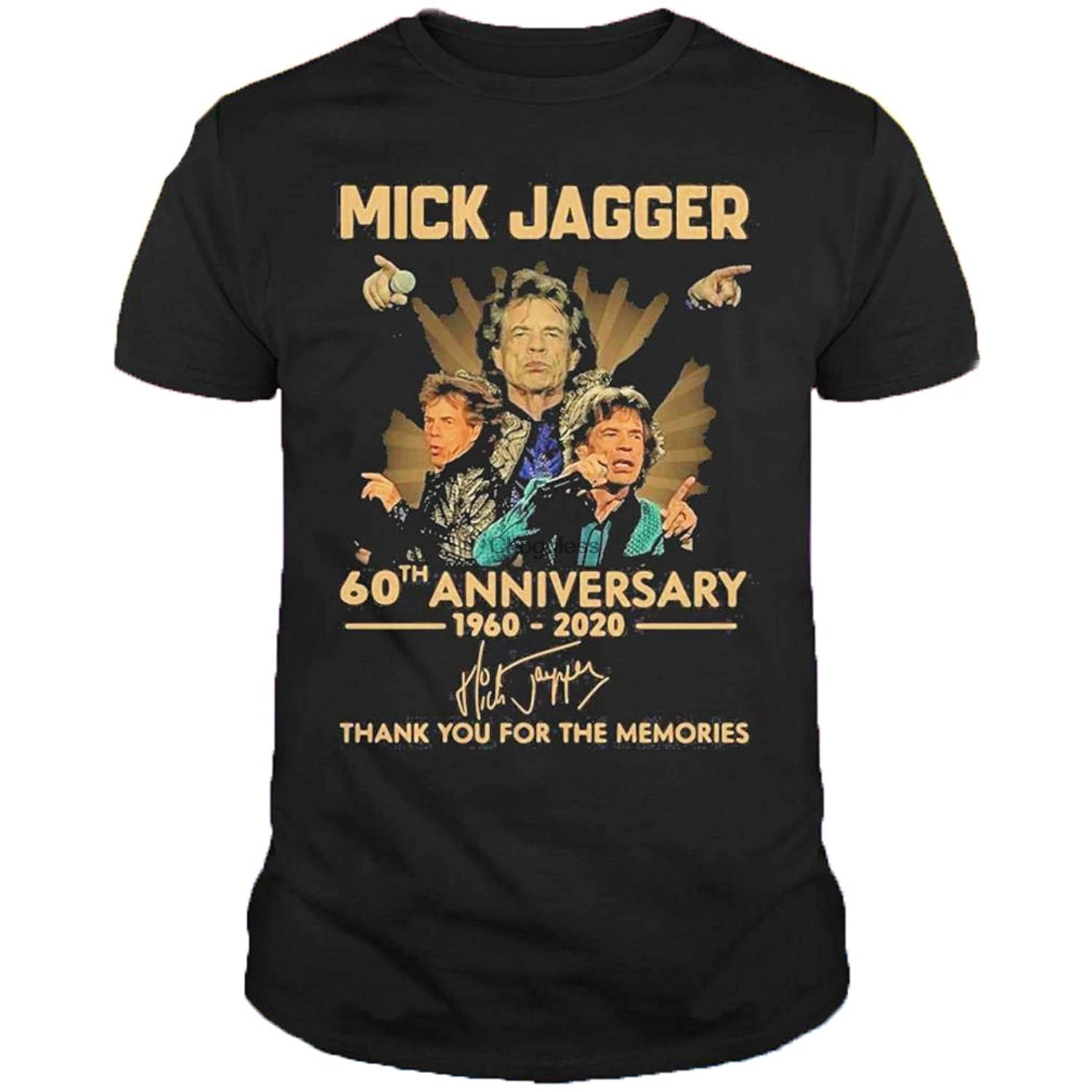 

DEANS Mick Jagger 60th Anniversary 19602020 Signatures Thank You for The Memories Shirt Black