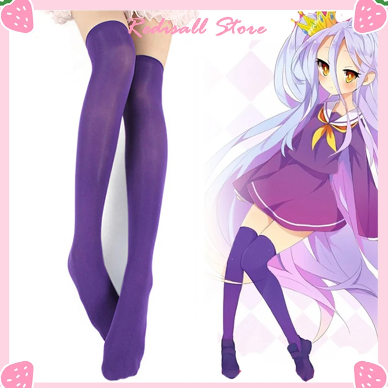 

No Game No Life Shiro Dark Purple Socks Female Stockings Girls Cute Sweet Cosplay Costumes New Adult For Costume Halloween