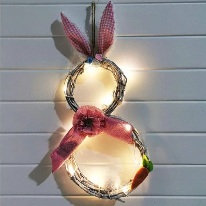 

Easter Decorations With Lights Decorating Rattan Circle Wreath Ornaments Cu
