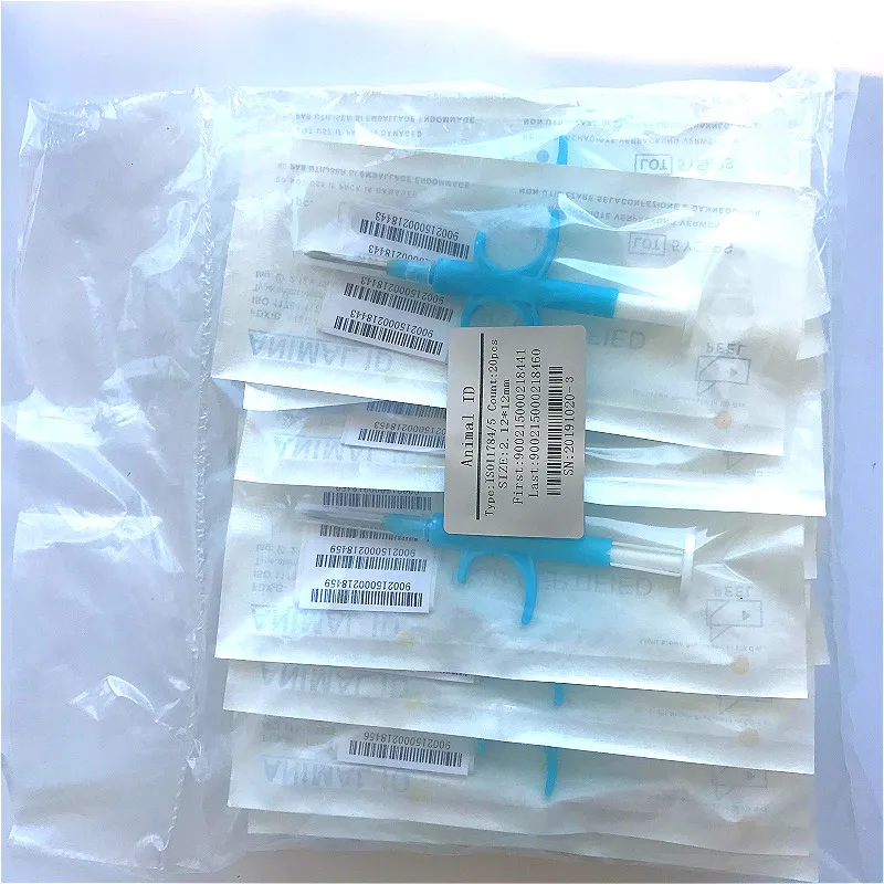 New (100pcs ) ISO FDX-B cat dog microchip animal syringe ID implant pet chip needle vet RFID injector PIT tag for aquaculture