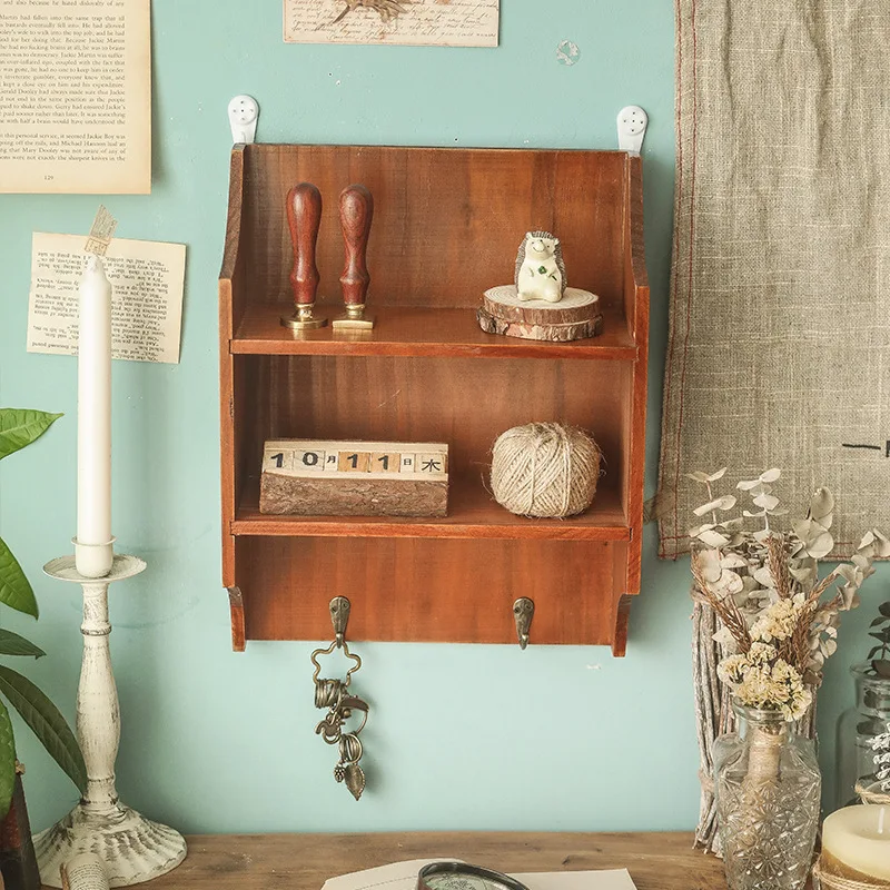 

Wooden Storage Rack Vintage Door Wall Hang Storage Rack For Home Appliance Key Hang Box Bathroom Shelf 벽선반 органайзер для кухни