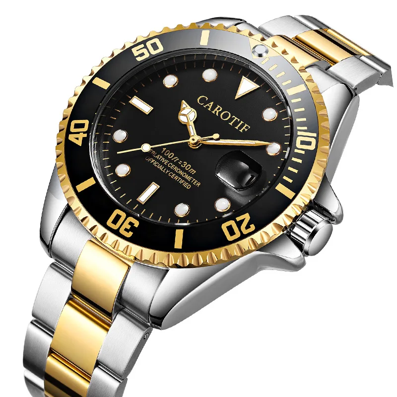 

CAROTIF Luminous Green Water Ghost Luxury Watch Men Mechanical Round Large Dial Fashion Steel Belt Automatic Watch Waterproof