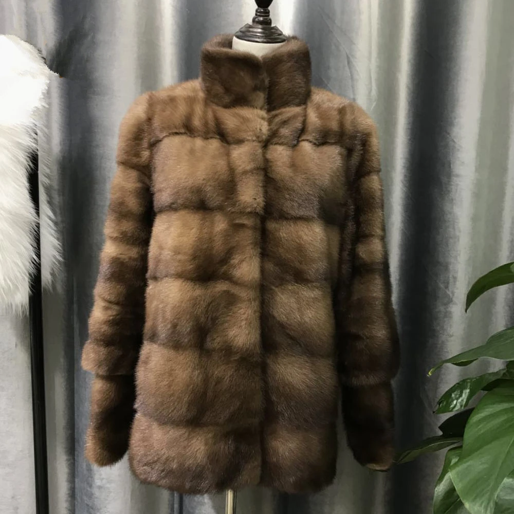 TOPFUR Winter Real Fur Customized Short Real Fur Coat Women Natural Mink Fur Jacket full Sleeves Mandarin Collar Coat Women