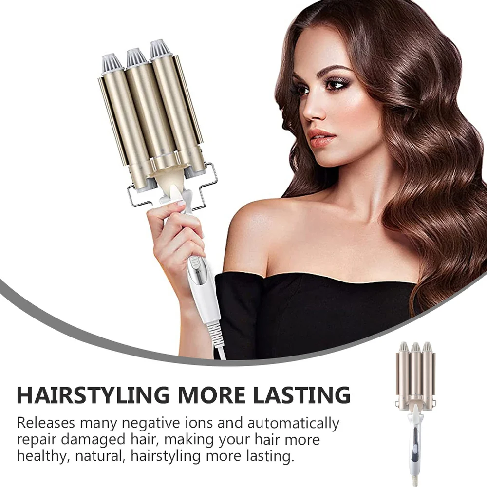 

1Pc 3-tube Hairstyling Curler Female Hair Electric Roller Salon Tool (Plug)