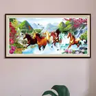 5D алмазная живопись сделай сам, лошадиный пейзаж, полноразмернаякруглая Алмазная вышивка, горы, цветы, вышивка крестиком, домашний декор, подарок