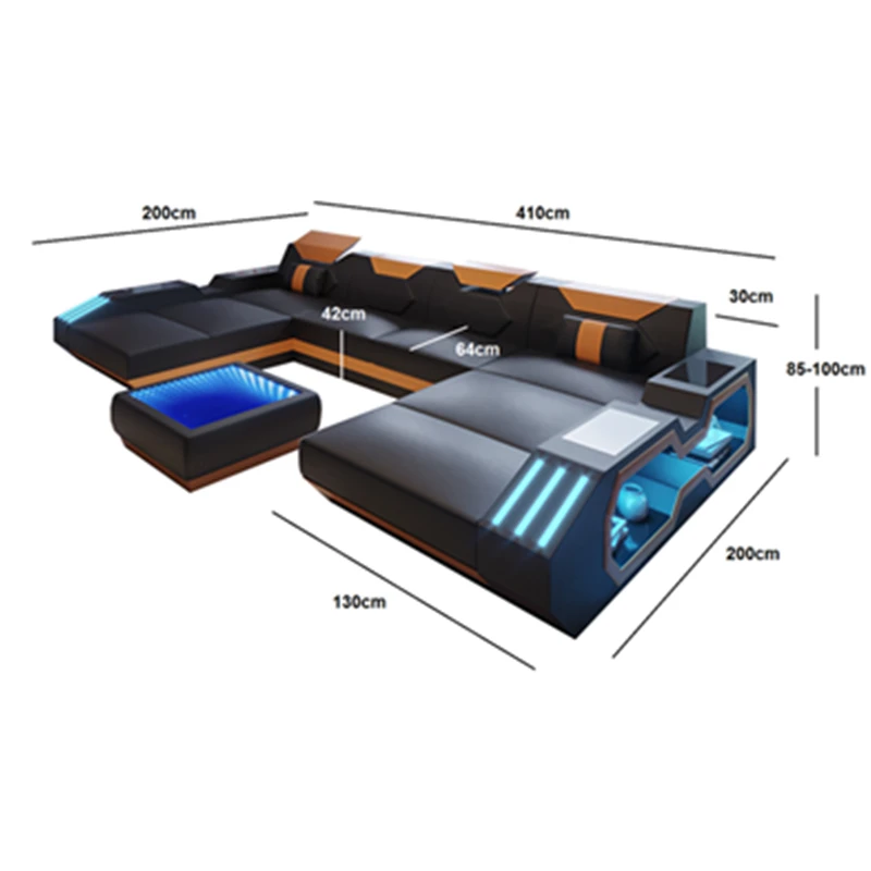 Оптовая Продажа Мебель для гостиной дешевый кожаный угловой диван набор 7