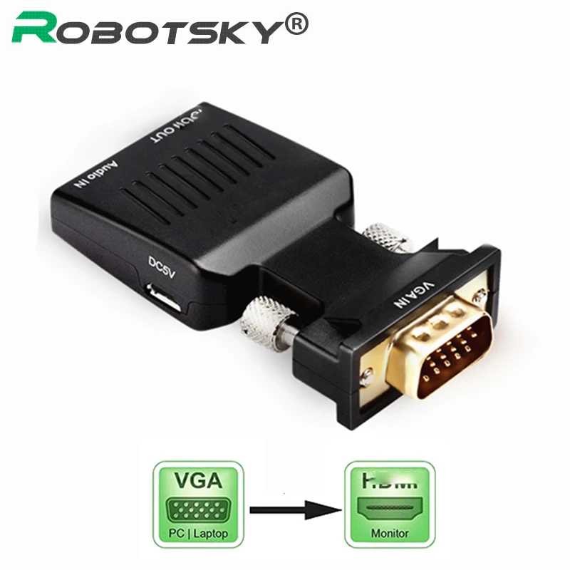 Адаптер VGA папа мама HDMI совместимый с аудиовыходом 3 5 мм кабель преобразователя