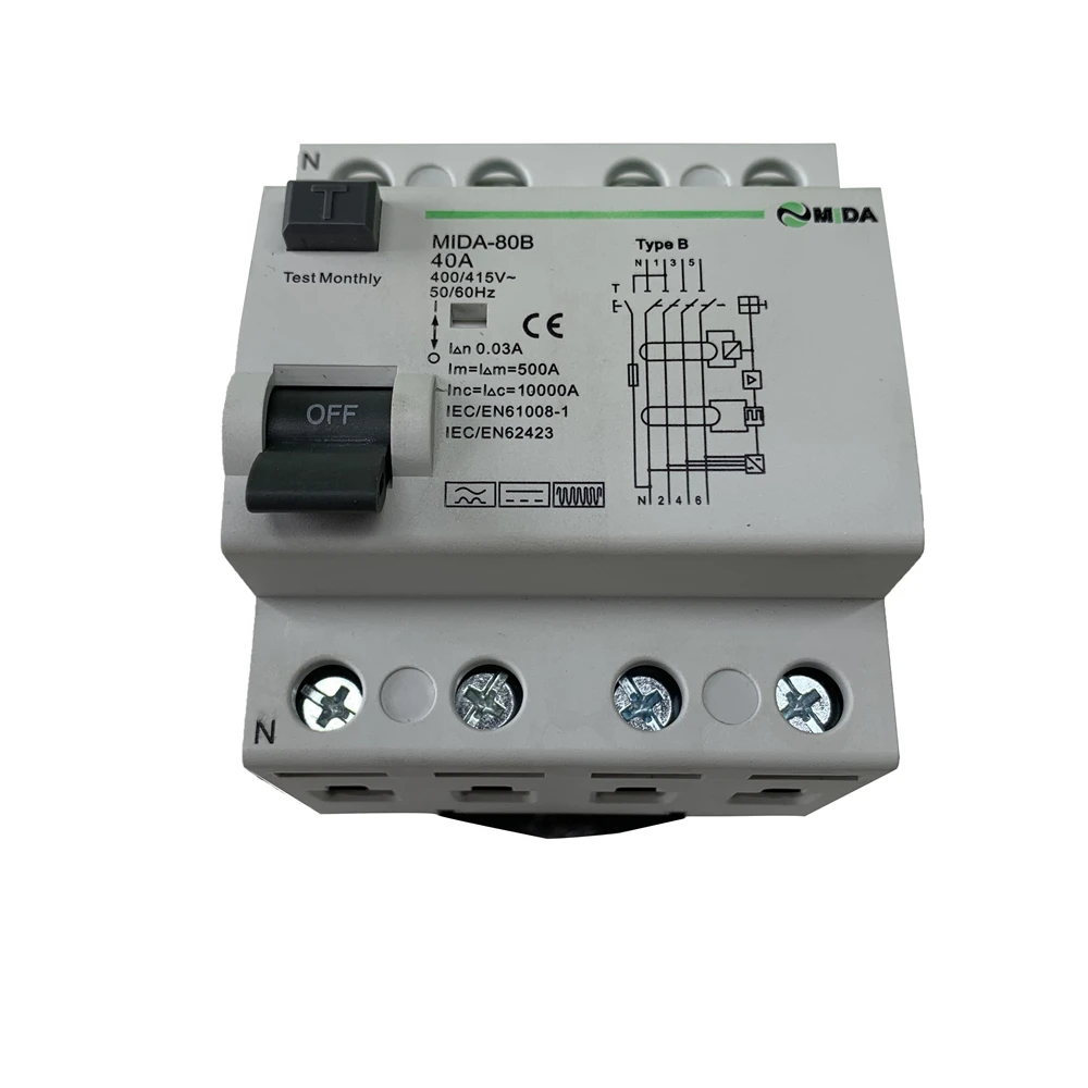 B Type RCD 40A 63A 30mA 10KA RCCB 230V 400V Circuit breaker Earth Leakage for EV Wallbox | Автомобили и мотоциклы