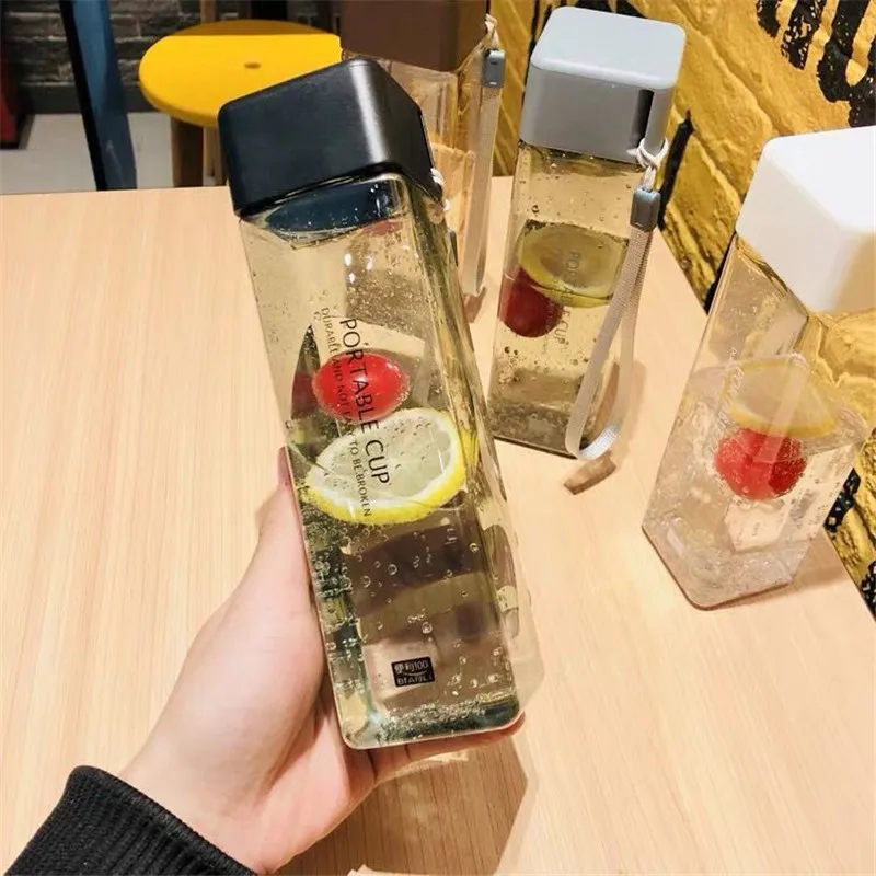 Милые квадратные пластиковые бутылки для воды прозрачный без бисфенола а