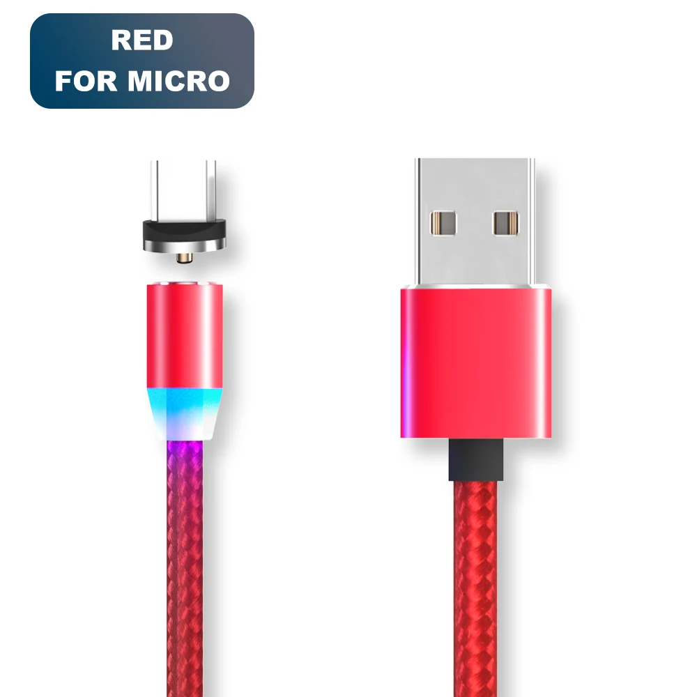 Red for Micro Vanniso 1 м 2 м Магнитный USB кабель для iPhone X samsung xiaomi магнитное зарядное устройство Micro usb type C мобильный телефон Быстрая зарядка USB шнур - Цвет: Red for Micro