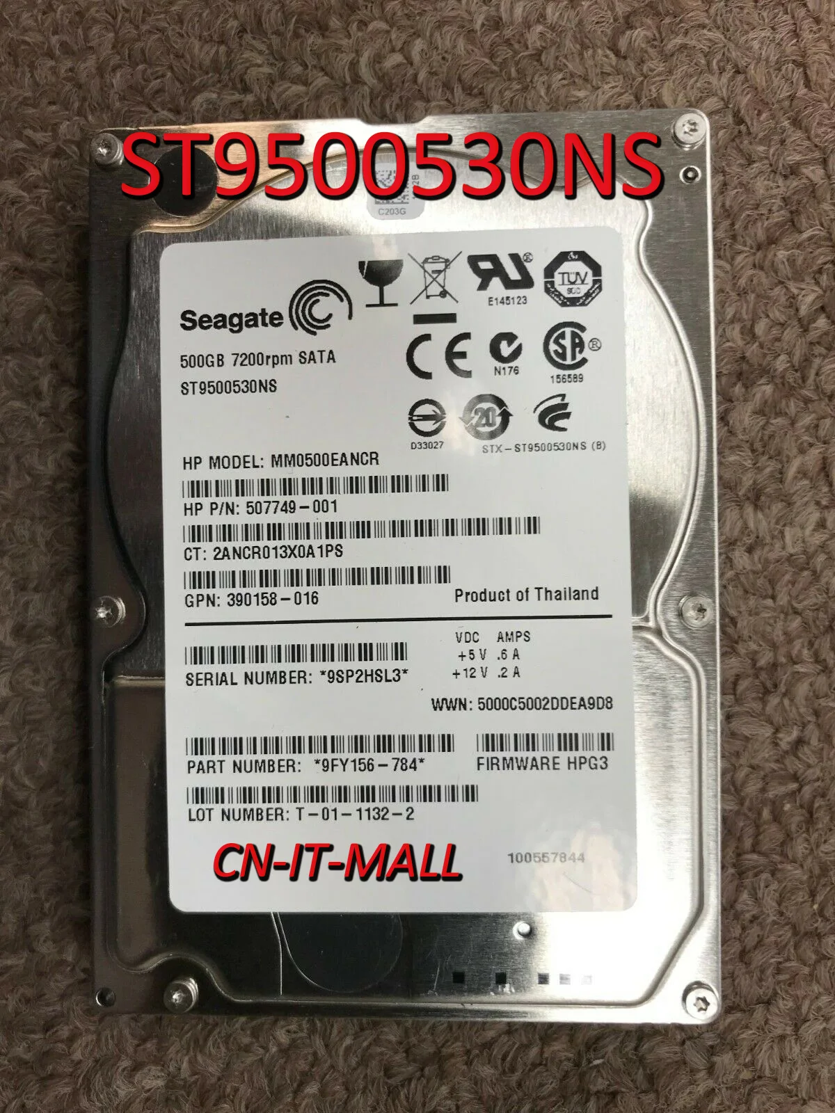 Внутренний жесткий диск Seagate Constellation ST9500530NS 500 Гб 7200 об/мин 32 МБ кэш SATA 3 0 ГБ/сек. 2 5