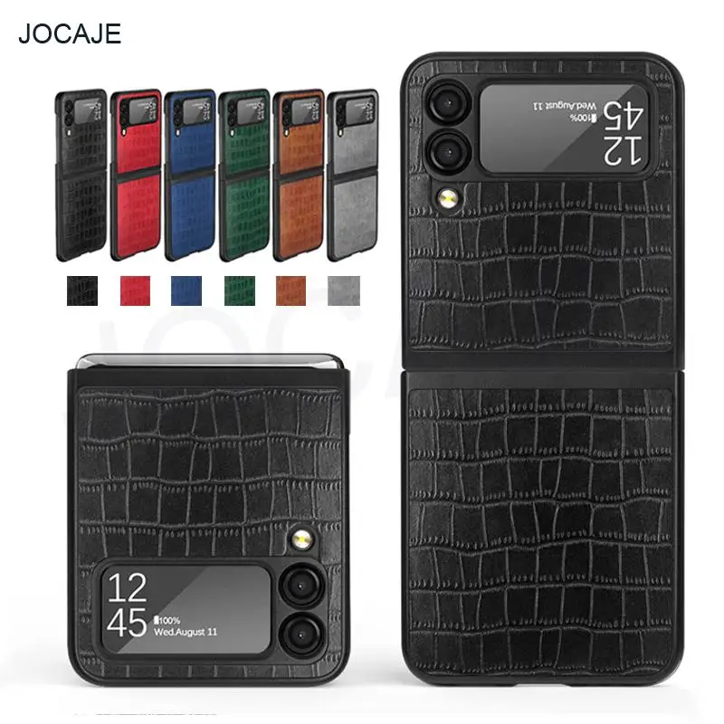 

Деловой кожаный чехол с крокодиловым рисунком для телефона SAMSUNG Galaxy Z Flip 3 5G, жесткий ударопрочный защитный чехол из поликарбоната для Galaxy Z ...