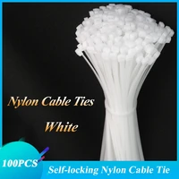 100pcsbag 101200mm self locking plastic nylon tie white zip wraps strap nylon cable tie set 3100 fastening ring