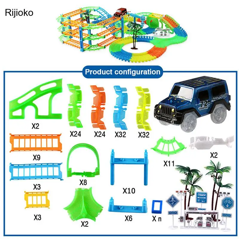 

Railway Racing Track Play Set Educational DIY Bend Flexible Race Track Electronic Flash LED Light Car Toys For Children