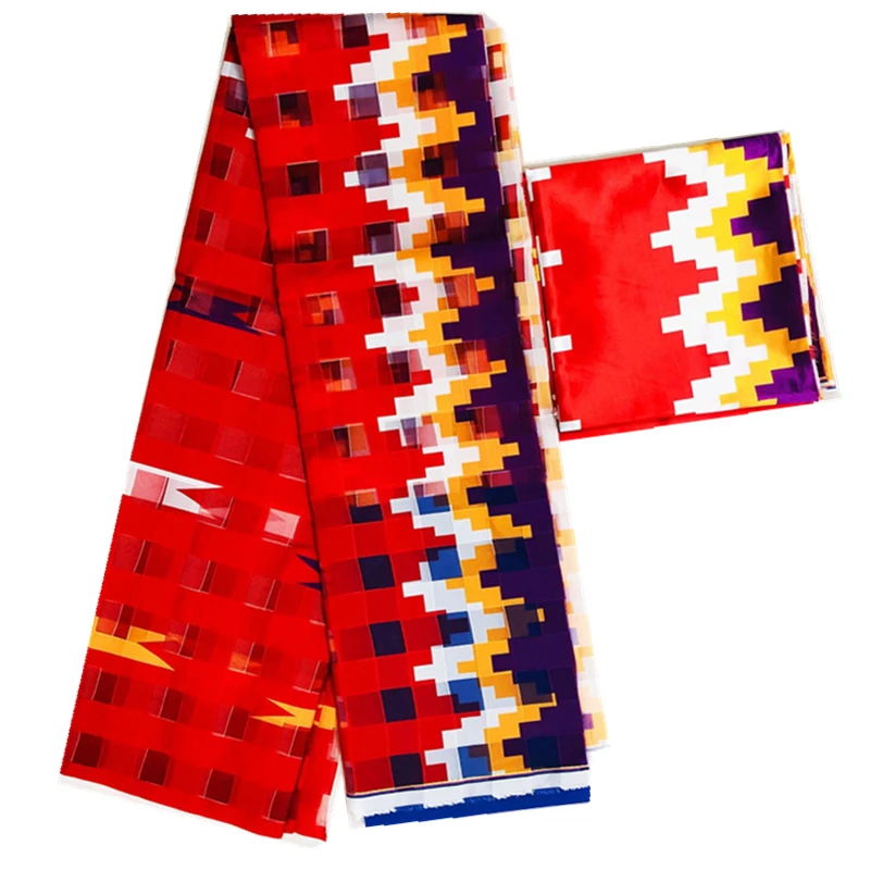square style organza silk wax African fabric ribbon soft material for women dress 4+2yards | Дом и сад