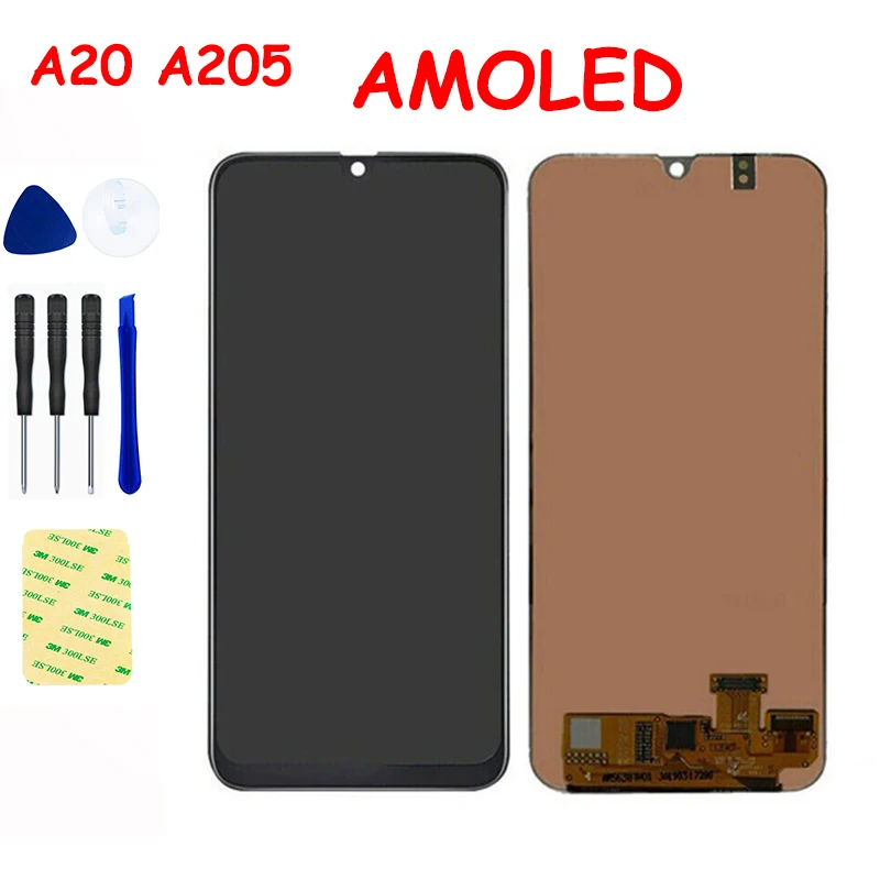 Активно-матричные осид для Samsung Galaxy A20 A205 SM-A205F панель ЖК-дисплея с сенсорным