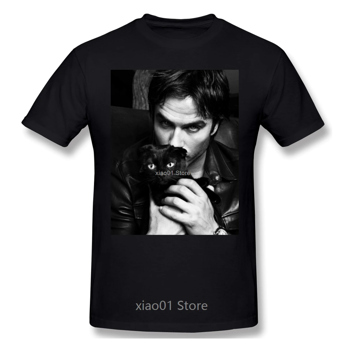 

Ian Somerhalder The Vampire Diaries Damon Movie T Shirt Big Size Cotton Short Sleeve Custom T Shirt Homme