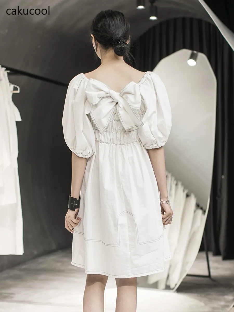 2020 модное женское белое Пышное Платье Cakucool мини-платье с бантом вечернее платье