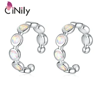 cinily white fire opal plated exquisite ear clip earrings for girls jewelry