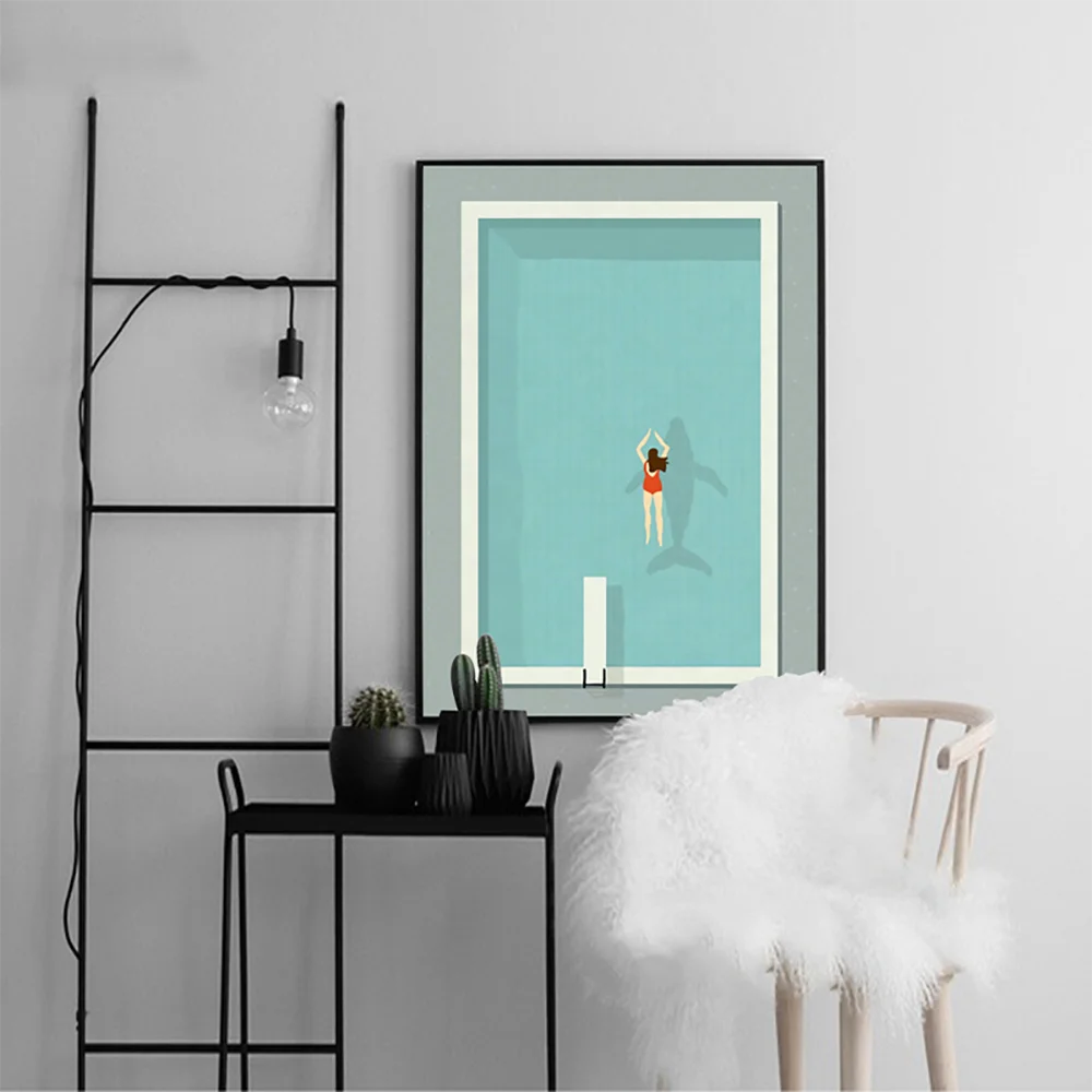 Минималистичные художественные принты для бассейна винтажные холщовые плакаты