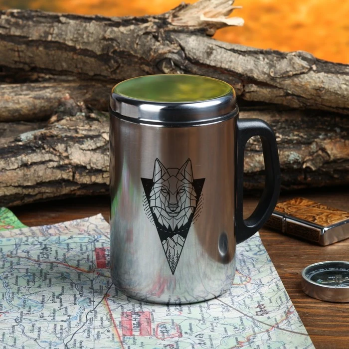 Термокружка Волк с крышкой 350 мл|Кружки| |